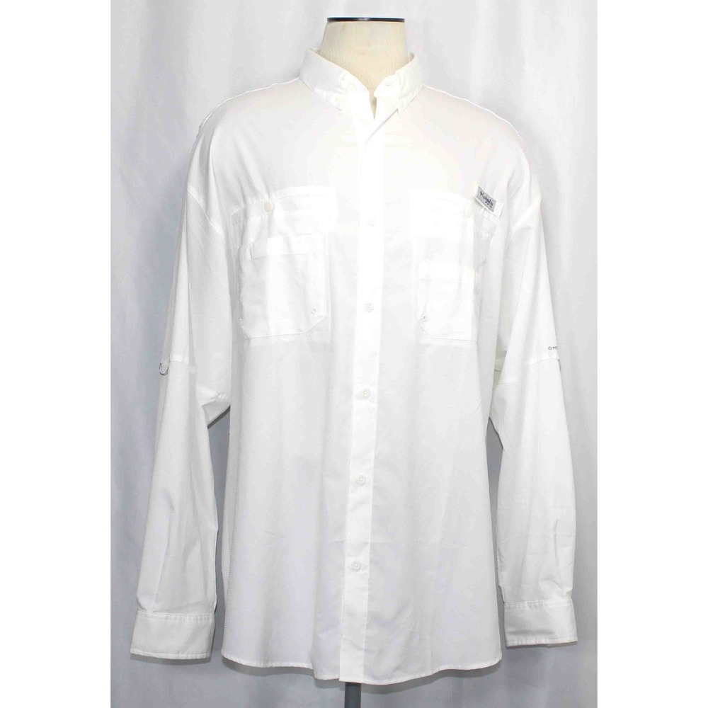 Columbia PFG Tamiami II Omni Shade UPF‎ 40 L/S Vented Whie Shirt Mans Size 2XL